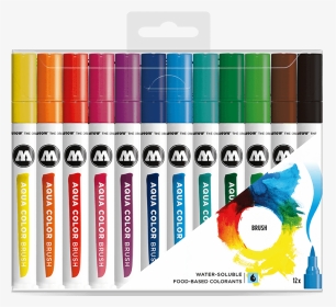 Pack 12 Rotuladores Acuarelables Aqua Color Brush - Molotow Aqua Color Brush Basic Set 1, HD Png Download, Transparent PNG