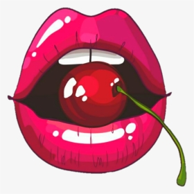 #boca #baton #bocaaberta #cereja #frutal #fruit  #labios - Rolling Stones Mouth With Cherry, HD Png Download, Transparent PNG