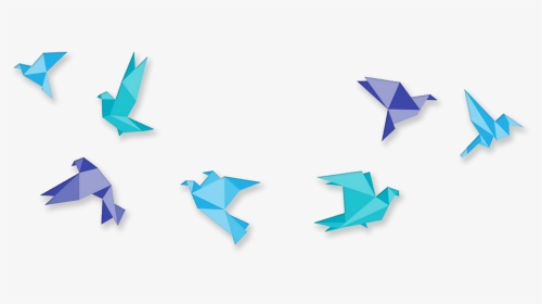 Blue Origami Birds Png Download - Origami Birds Transparent Background, Png Download, Transparent PNG