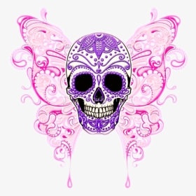 Sugarskull Pink Purple Skull Butterfly - Sugar Skull Purple Png Transparent, Png Download, Transparent PNG