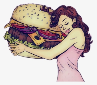 #girl#hamburger #fame#sandwich - Imagem Hamburguer Vintage Retrô, HD Png Download, Transparent PNG