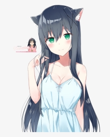 Cat Girl Anime Black Hair, HD Png Download, Transparent PNG