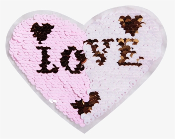 Sequin Reversible Pink Heart With Love In It Patch - Heart, HD Png Download, Transparent PNG