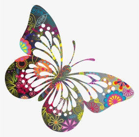 Colorful Butterfly Doodle Art, HD Png Download, Transparent PNG