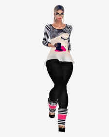 #girl #drinking #coffee #standing - Tights, HD Png Download, Transparent PNG