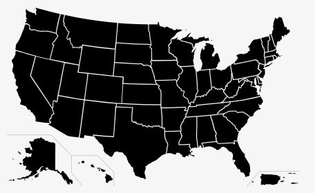 Vector Black And White Usa Svg - United States Map Black, HD Png Download, Transparent PNG