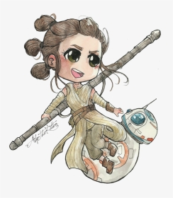 Star Wars Clipart Rey Graphic Stock Rey And Bb8 By - Rey Star Wars Cute Drawings, HD Png Download, Transparent PNG