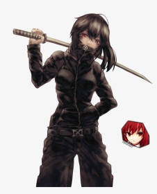 Girl With Black Hoodie And Katana Render By Oneexisting-d70ysa5 - Anime Girl In Black Hoodie, HD Png Download, Transparent PNG
