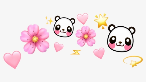 #heart #hearts #kawaii #panda #stars #star #flower - Flower Crown Emoji Png, Transparent Png, Transparent PNG