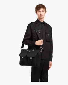 Prada Nylon And Saffiano Leather Briefcase - Leather Jacket, HD Png Download, Transparent PNG