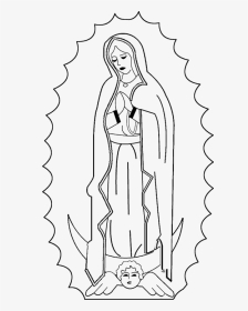 Our Lady Of Guadalupe Coloring Page - Easy La Virgen De Guadalupe Drawing, HD Png Download, Transparent PNG