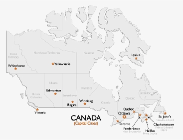 Canda Outline - Map Of Canada Capital Cities, HD Png Download, Transparent PNG