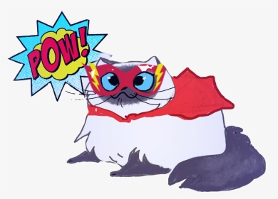 #superhero #cat #cathero #pow cat Saved The Day - Cartoon, HD Png Download, Transparent PNG