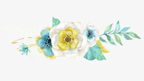 Teal Watercolor Flower Clipart Picture Freeuse Mint&gold - Mint Flower Watercolor Png, Transparent Png, Transparent PNG