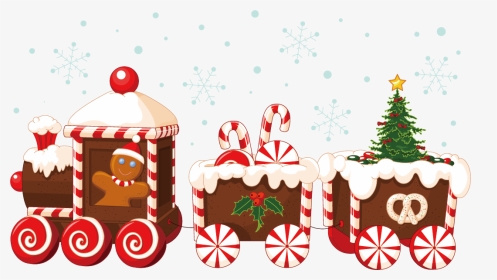 Vector House Claus Train Santa Gingerbread Christmas - Gingerbread Christmas Train Clipart, HD Png Download, Transparent PNG