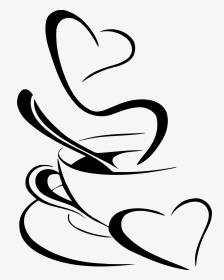 Coffee Cup Heart Clipart Image Freeuse Download Clipart - Silhouette Coffee Clipart, HD Png Download, Transparent PNG