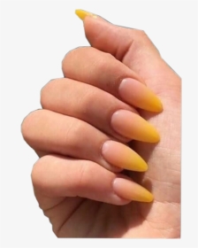 #nails #acrylicnails #acrylic #yellow #hand #aesthetic - Design Pale Yellow Nail, HD Png Download, Transparent PNG
