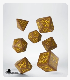 Steampunk Brown-yellow Polyhedral Dice Set - Black And Purple Dice Sets, HD Png Download, Transparent PNG