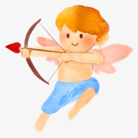 Transparent Cupid Watercolor Painting Love Cartoon - Cartoon, HD Png Download, Transparent PNG