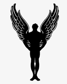 Male Angel Silhouette Clipart - Human With Wings Silhouette, HD Png Download, Transparent PNG