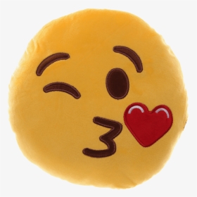 Blowing Kiss And Winking Emoji Plush Cushion - Emoticon, HD Png Download, Transparent PNG