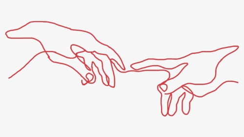 #aesthetic #red #hands #freetoedit - Creation Of Adam Line Art, HD Png Download, Transparent PNG