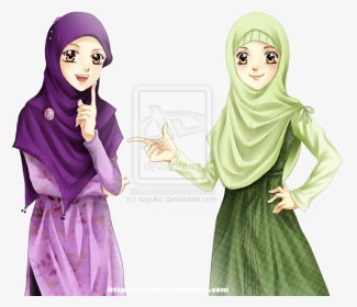 Muslimah Hijab Girl Cartoon, HD Png Download, Transparent PNG