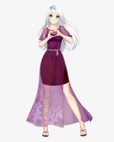 Anime Girl With White Hair And Green Eyes, HD Png Download, Transparent PNG