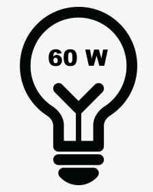 Watts Of Power Clipart Clipart Black And White Stock - 60 Watt Light Bulb Clipart, HD Png Download, Transparent PNG