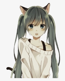 #neko #nekogirl #anime #animepeople #animegirl #greenhair - Anime Cat Girl Avatar, HD Png Download, Transparent PNG