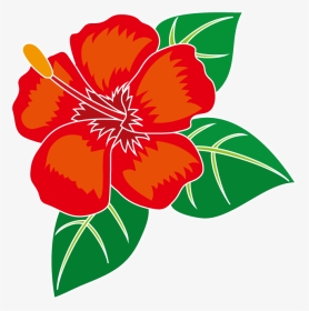 Transparent Free Hibiscus Flower Clipart - ハワイ 花 イラスト, HD Png Download, Transparent PNG