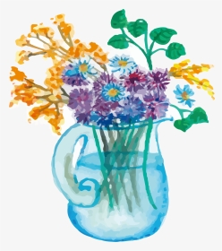 Broken Flower Pot Clipart Jpg Freeuse Download Vase - Floreros Pintados Con Acuarelas, HD Png Download, Transparent PNG