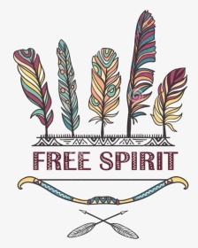 #feather #boho #bohemian #sticker #watercolor #bohofeathers - Feathers And Arrows Free Spirit, HD Png Download, Transparent PNG
