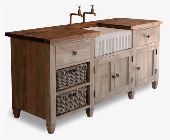 Wooden Kitchen Unit With Enamel Sink - Cabinetry, HD Png Download, Transparent PNG