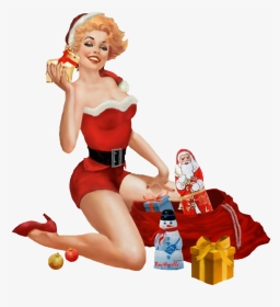 Tube Femme Noel - 1950's Christmas Pin Up Girl, HD Png Download, Transparent PNG