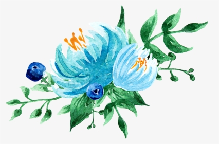 #blue#watercolor#flowers - Illustration, HD Png Download, Transparent PNG