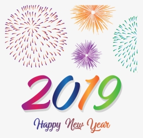 Transparent Fireworks Clipart Black And White - Happy New Year 2019, HD Png Download, Transparent PNG