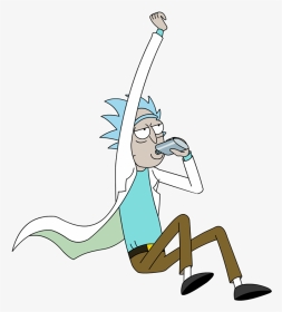 Rick Jumping And Drinking Alcohol - Rick And Morty Png, Transparent Png, Transparent PNG
