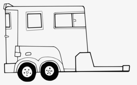 Horse Trailer - Horse Trailer Clipart Black And White, HD Png Download, Transparent PNG
