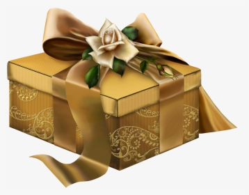 Gold 3d Present With Roses Clipart - Gifts Clipart 3d, HD Png Download, Transparent PNG