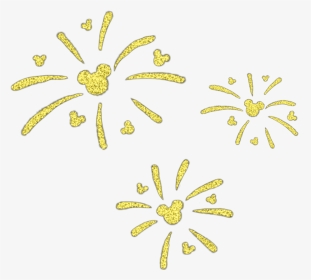 #mickeymouse #disney #mickey #fireworks #gold #yellow - Disney Castle With Fireworks Silhouette, HD Png Download, Transparent PNG