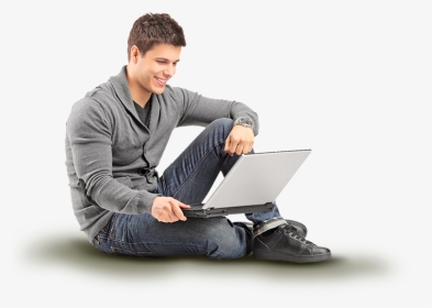 Guy Sitting On The Ground , Png Download - Guy With Laptop Png, Transparent Png, Transparent PNG