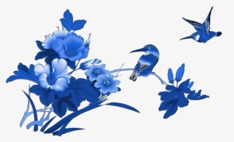 免抠图png格式唯美青花艺术图案 - Blue Chinoiserie Flower, Transparent Png, Transparent PNG