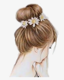 #hairaccessory #black #blonde #braid #braidideas #brown - Drawings Of Girls With Flowers, HD Png Download, Transparent PNG