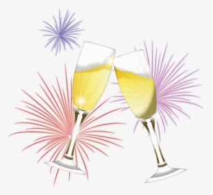 Champagne And Fireworks Png , Png Download - Transparent Background Gold Champagne Glass Png, Png Download, Transparent PNG