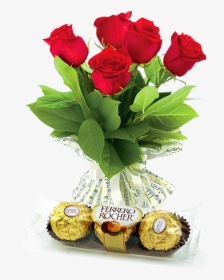 5 Red Roses Bouquet Ferrero Rocher - Thank You Birthday Wishes In English, HD Png Download, Transparent PNG