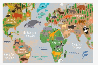 World Map Rectangular Placemat   Class - Cartoon World Map Round, HD Png Download, Transparent PNG