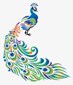 Peafowl Art Clip Transprent - Peacock Drawing Png, Transparent Png, Transparent PNG