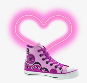 #mq #pink #heart #hearts #neon #converse #shoe - Converse, HD Png Download, Transparent PNG