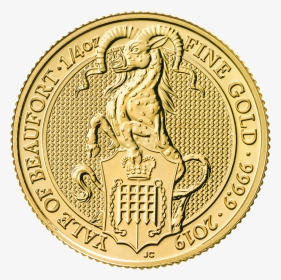 1/4 Oz Queen S Beasts Yale Of Beaufort Gold Coin (front) - Uk Bullion Gold Coins, HD Png Download, Transparent PNG
